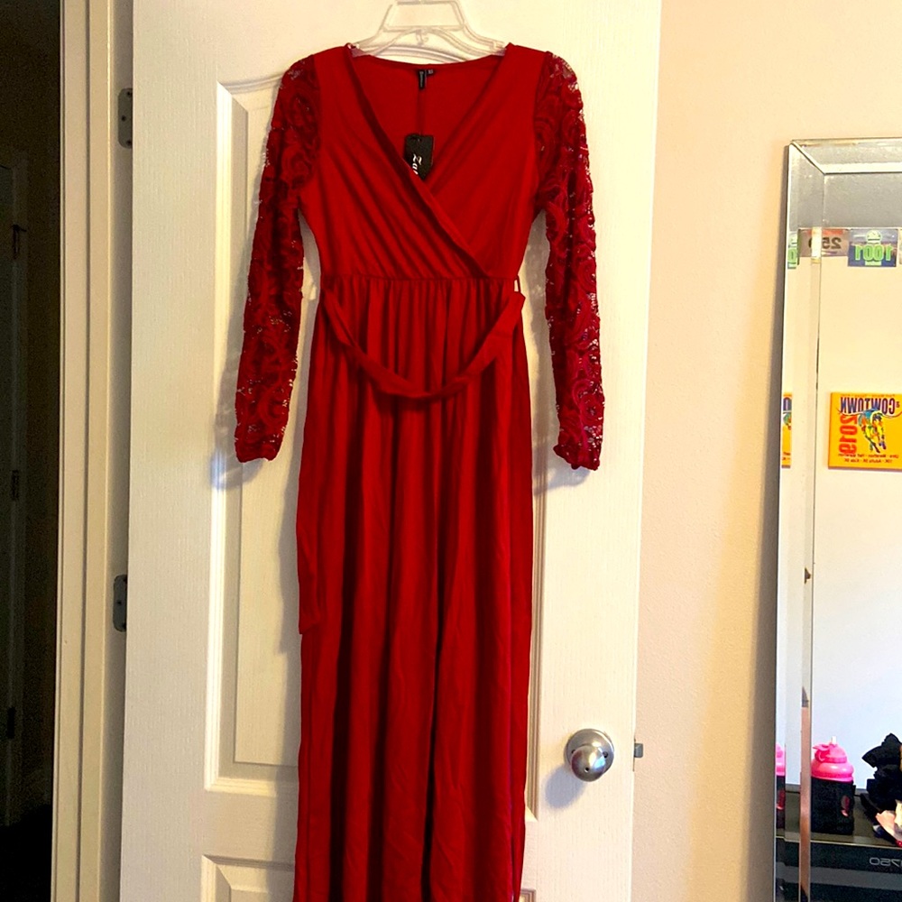 Long red dress